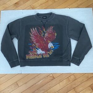 The People vs. long sleeved Eagle Graphic Grey Distressed Sweatshirt Size Small
